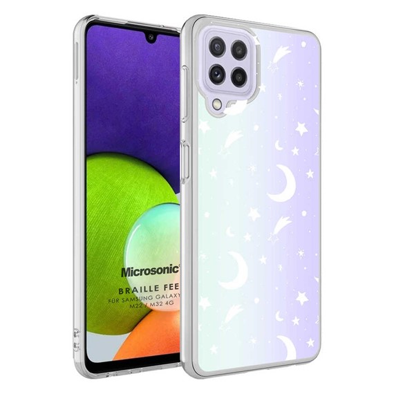 Microsonic Samsung Galaxy M22 Braille Feel Desenli Kılıf Moon 1