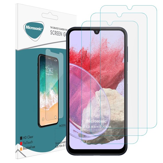 Microsonic Samsung Galaxy M34 5G Screen Protector Nano Glass Cam Ekran Koruyucu 3 lü Paket 2