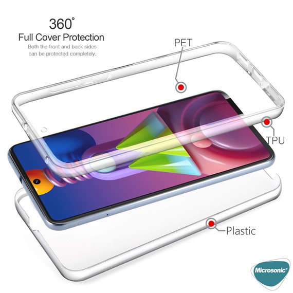 Microsonic Samsung Galaxy M31s Kılıf 6 tarafı tam full koruma 360 Clear Soft Şeffaf 4