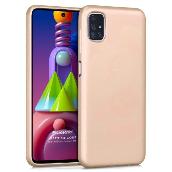 Microsonic Matte Silicone Samsung Galaxy M51 Kılıf Gold 1