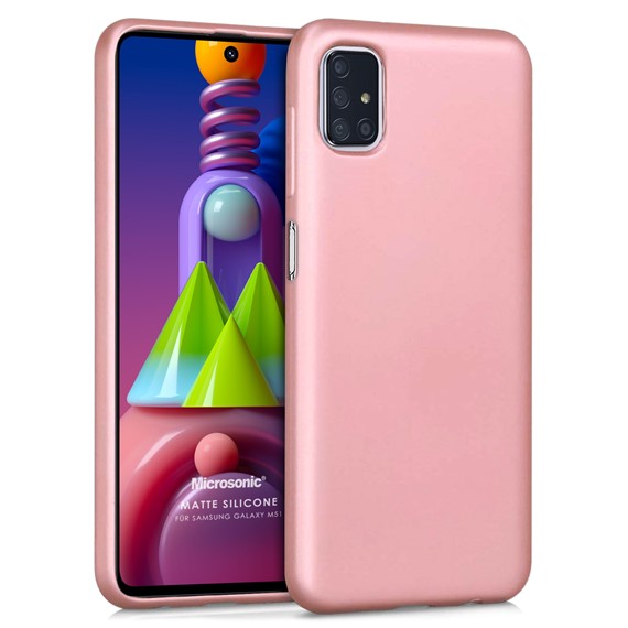 Microsonic Matte Silicone Samsung Galaxy M51 Kılıf Rose Gold 1