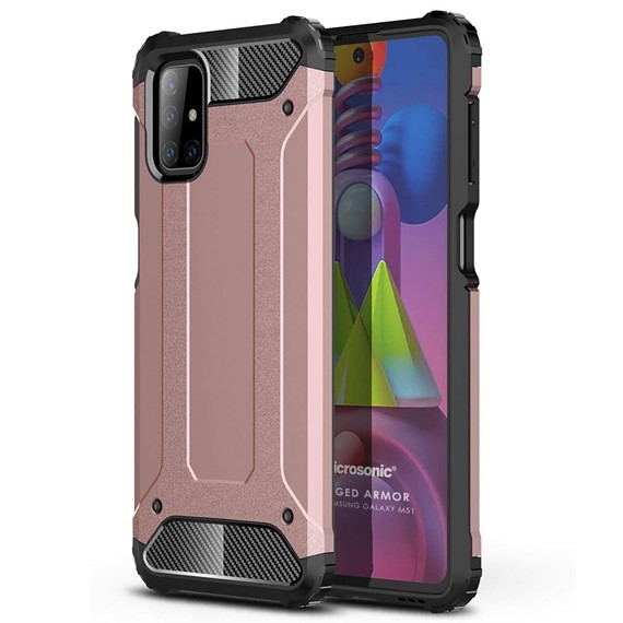 Microsonic Samsung Galaxy M51 Kılıf Rugged Armor Rose Gold 1