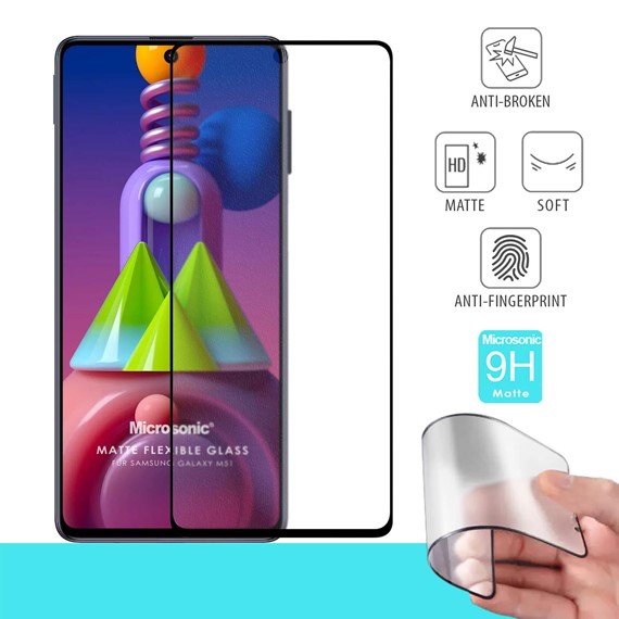 Microsonic Samsung Galaxy M51 Seramik Matte Flexible Ekran Koruyucu Siyah 1