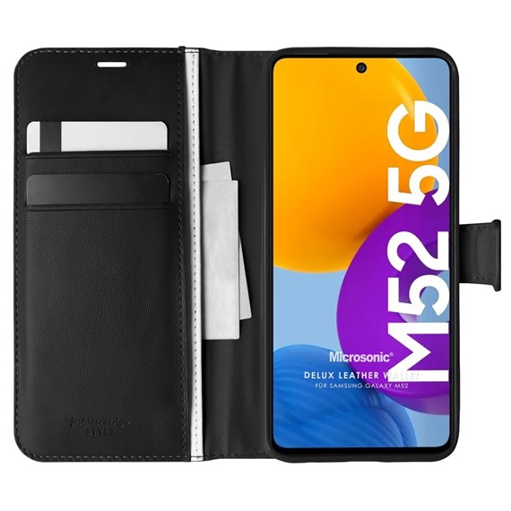 Microsonic Samsung Galaxy M52 Kılıf Delux Leather Wallet Siyah 1