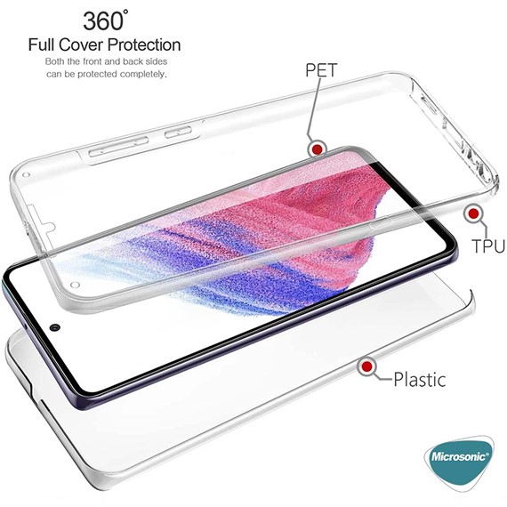 Microsonic Samsung Galaxy M52 Kılıf 6 Tarafı Tam Full Koruma 360 Clear Soft Şeffaf 3