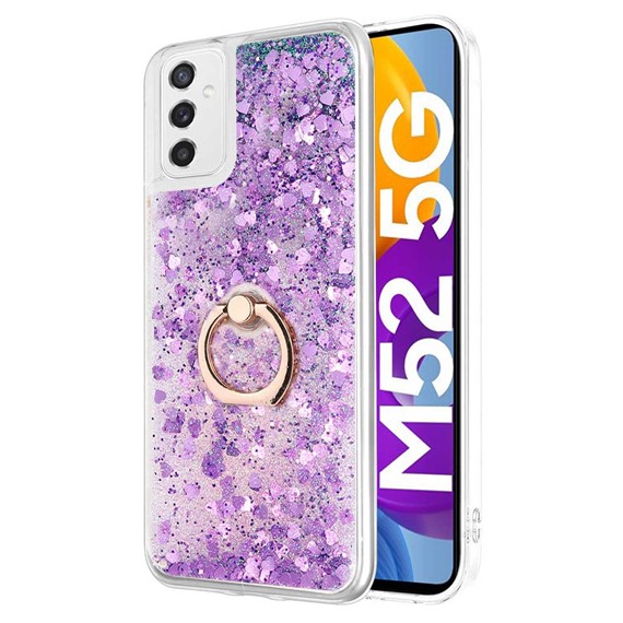 Microsonic Samsung Galaxy M52 Kılıf Glitter Liquid Holder Mor 1