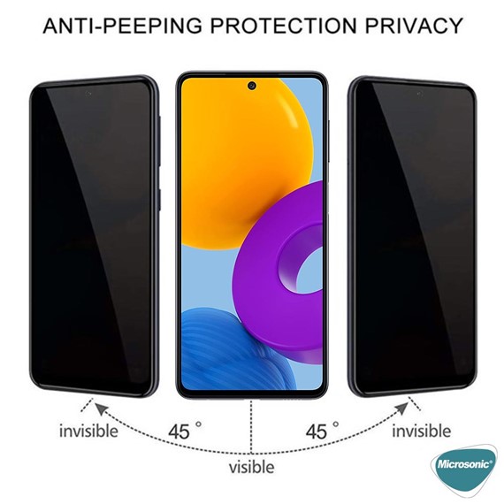 Microsonic Samsung Galaxy M52 Privacy 5D Gizlilik Filtreli Cam Ekran Koruyucu Siyah 2