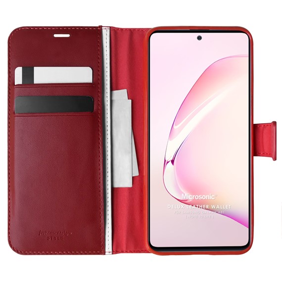 Microsonic Samsung Galaxy Note 10 Lite Kılıf Delux Leather Wallet Kırmızı 1