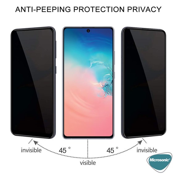Microsonic Samsung Galaxy Note 10 Lite Privacy 5D Gizlilik Filtreli Cam Ekran Koruyucu Siyah 2