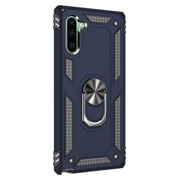 Microsonic Samsung Galaxy Note 10 Kılıf Military Ring Holder Lacivert 2