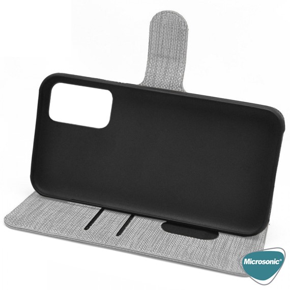 Microsonic Samsung Galaxy Note 10 Plus Kılıf Fabric Book Wallet Gri 3