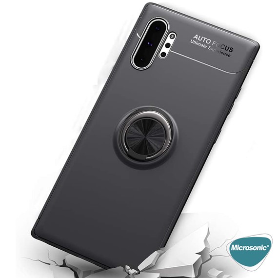 Microsonic Samsung Galaxy Note 10 Plus Kılıf Kickstand Ring Holder Kırmızı 4