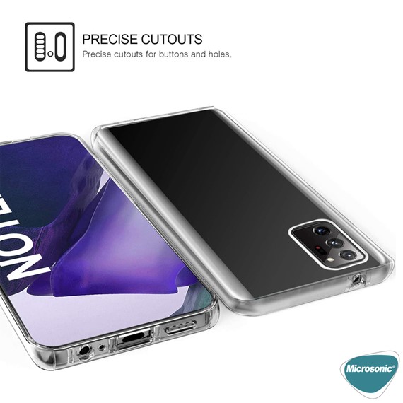 Microsonic Samsung Galaxy Note 20 Kılıf 6 Tarafı Tam Full Koruma 360 Clear Soft Şeffaf 4