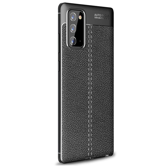 Microsonic Samsung Galaxy Note 20 Kılıf Deri Dokulu Silikon Siyah 2