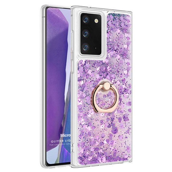 Microsonic Samsung Galaxy Note 20 Kılıf Glitter Liquid Holder Mor 1
