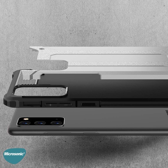 Microsonic Samsung Galaxy Note 20 Kılıf Rugged Armor Gümüş 4