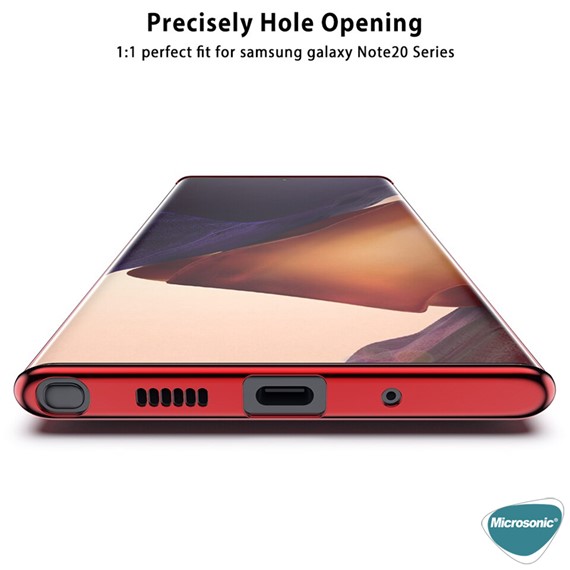 Microsonic Samsung Galaxy Note 20 Kılıf Skyfall Transparent Clear Kırmızı 4