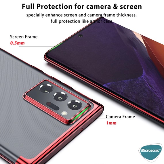 Microsonic Samsung Galaxy Note 20 Kılıf Skyfall Transparent Clear Kırmızı 5