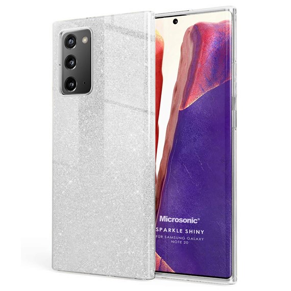 Microsonic Samsung Galaxy Note 20 Kılıf Sparkle Shiny Gümüş 1