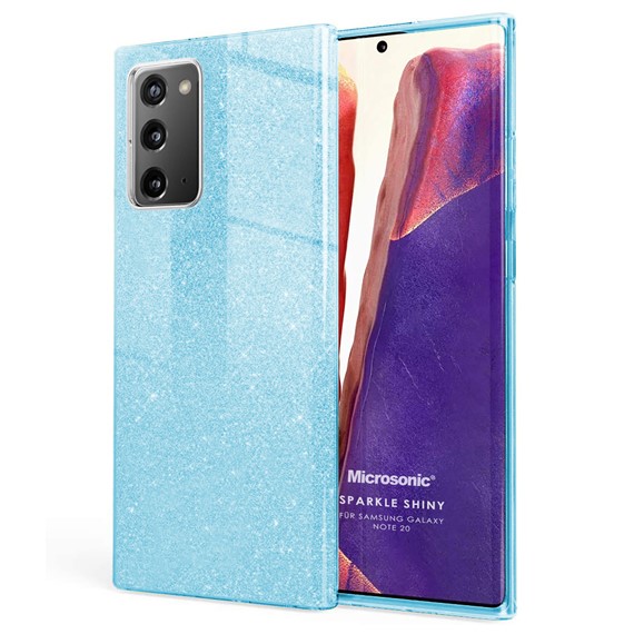 Microsonic Samsung Galaxy Note 20 Kılıf Sparkle Shiny Mavi 1