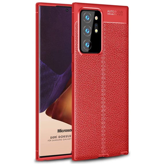 Microsonic Samsung Galaxy Note 20 Ultra Kılıf Deri Dokulu Silikon Kırmızı 1