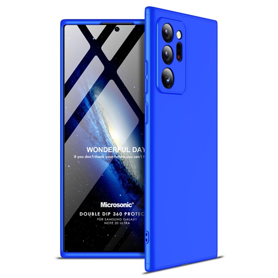 Microsonic Samsung Galaxy Note 20 Ultra Kılıf Double Dip 360 Protective Mavi 1