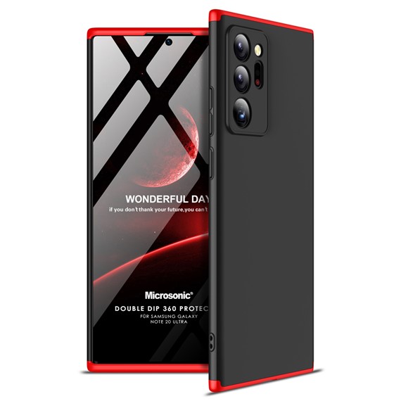 Microsonic Samsung Galaxy Note 20 Ultra Kılıf Double Dip 360 Protective Siyah Kırmızı 1