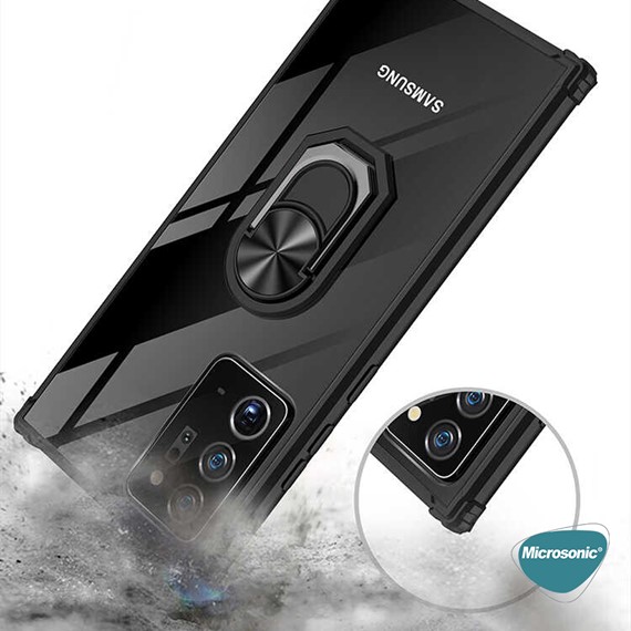 Microsonic Samsung Galaxy Note 20 Ultra Kılıf Grande Clear Ring Holder Siyah 5