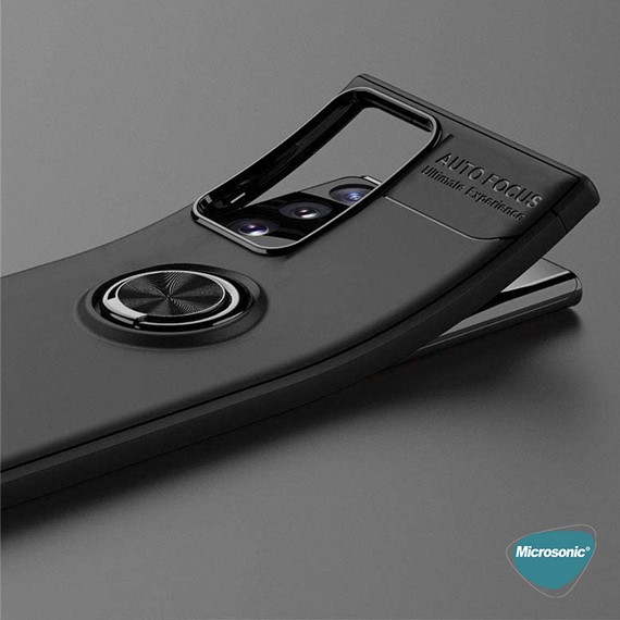 Microsonic Samsung Galaxy Note 20 Ultra Kılıf Kickstand Ring Holder Lacivert 3