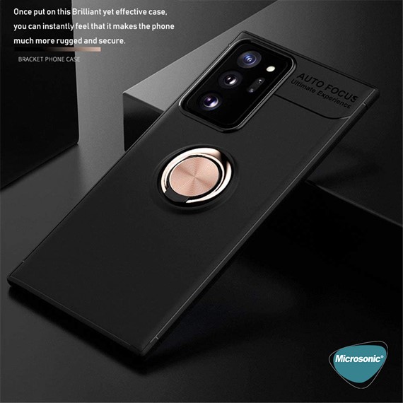 Microsonic Samsung Galaxy Note 20 Ultra Kılıf Kickstand Ring Holder Lacivert 5