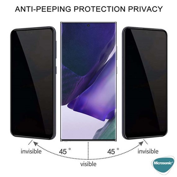 Microsonic Samsung Galaxy Note 10 Plus Privacy 5D Gizlilik Filtreli Cam Ekran Koruyucu Siyah 2