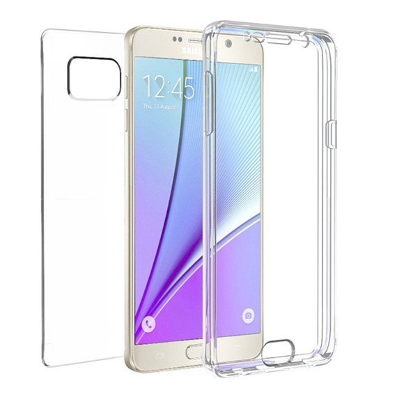Microsonic Samsung Galaxy Note 5 Kılıf New 6 tarafı tam full koruma 360 Clear Soft Şeffaf 2