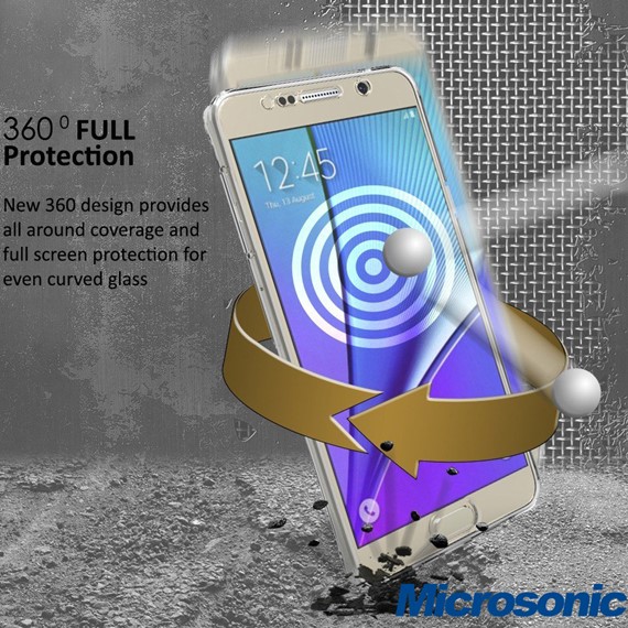 Microsonic Samsung Galaxy Note 5 Kılıf New 6 tarafı tam full koruma 360 Clear Soft Şeffaf 3