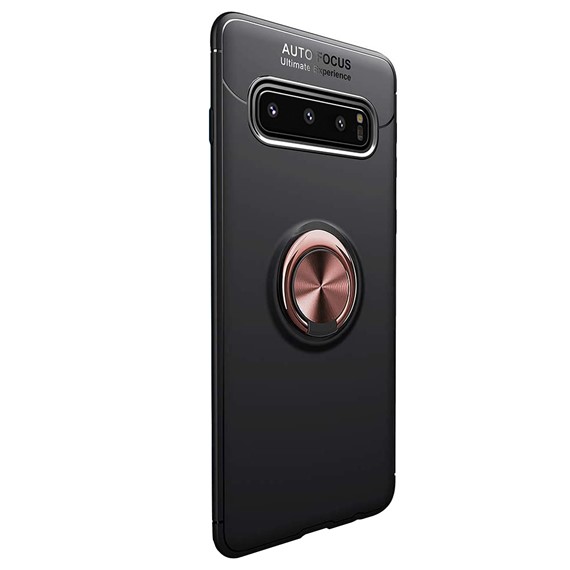 Microsonic Samsung Galaxy S10 Kılıf Kickstand Ring Holder Siyah Rose 2