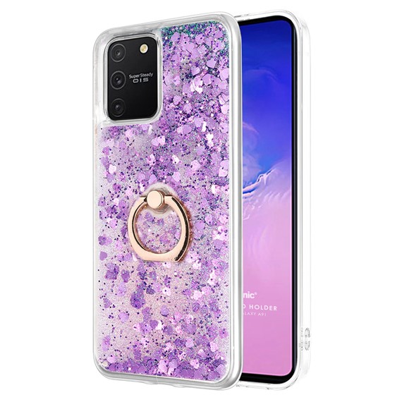 Microsonic Samsung Galaxy A91 Kılıf Glitter Liquid Holder Mor 1