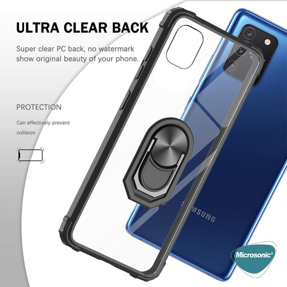 Microsonic Samsung Galaxy S10 Lite Kılıf Grande Clear Ring Holder Lacivert 4