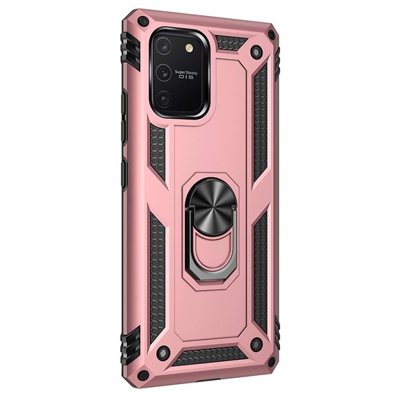 Microsonic Samsung Galaxy S10 Lite Kılıf Military Ring Holder Rose Gold 2