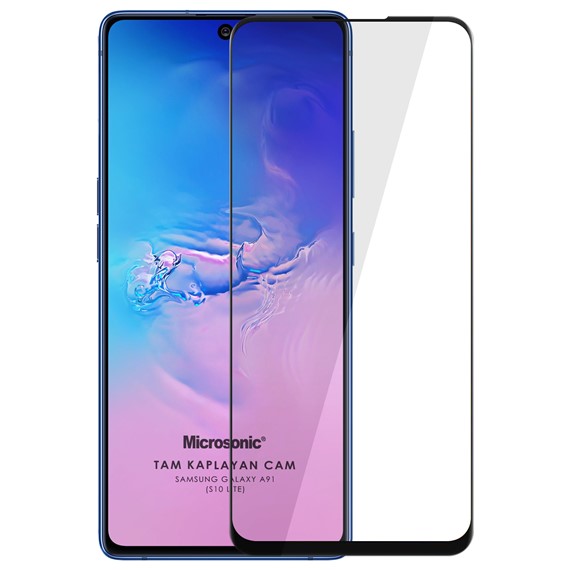 Microsonic Samsung Galaxy S10 Lite Tam Kaplayan Temperli Cam Ekran Koruyucu Siyah 1