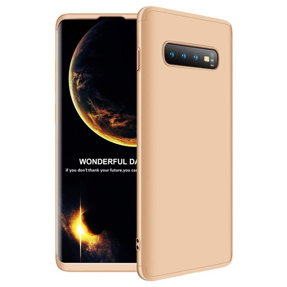 Microsonic Samsung Galaxy S10 Plus Kılıf Double Dip 360 Protective Gold 1