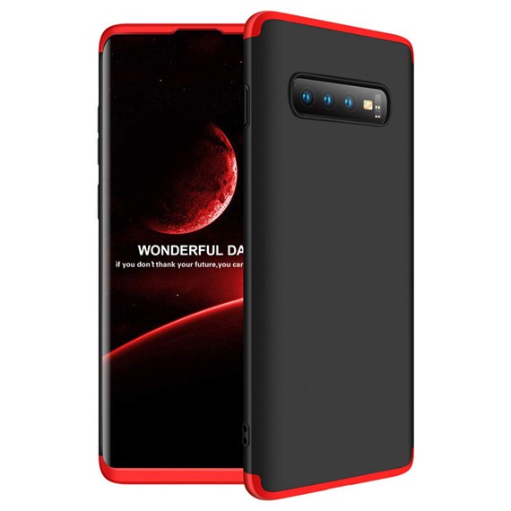 Microsonic Samsung Galaxy S10 Plus Kılıf Double Dip 360 Protective Siyah Kırmızı 1