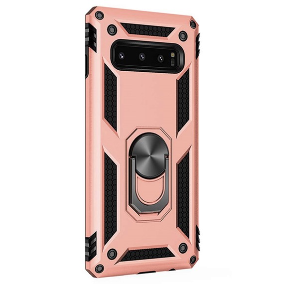 Microsonic Samsung Galaxy S10 Plus Kılıf Military Ring Holder Rose Gold 2