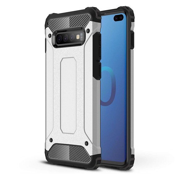 Microsonic Samsung Galaxy S10 Plus Kılıf Rugged Armor Gümüş 1