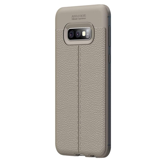 Microsonic Samsung Galaxy S10e Kılıf Deri Dokulu Silikon Gri 2