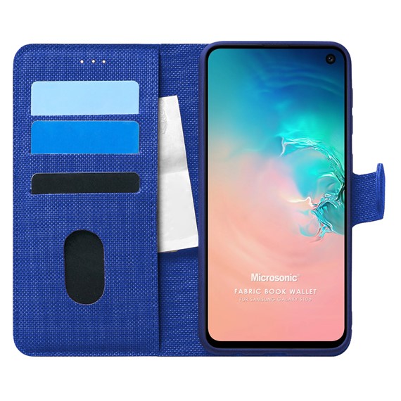 Microsonic Samsung Galaxy S10E Kılıf Fabric Book Wallet Lacivert 1