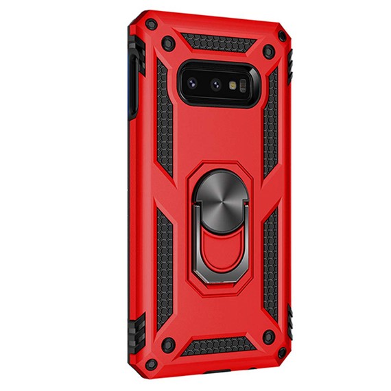 Microsonic Samsung Galaxy S10e Kılıf Military Ring Holder Kırmızı 2