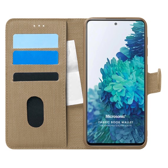 Microsonic Samsung Galaxy S20 FE Kılıf Fabric Book Wallet Gold 1
