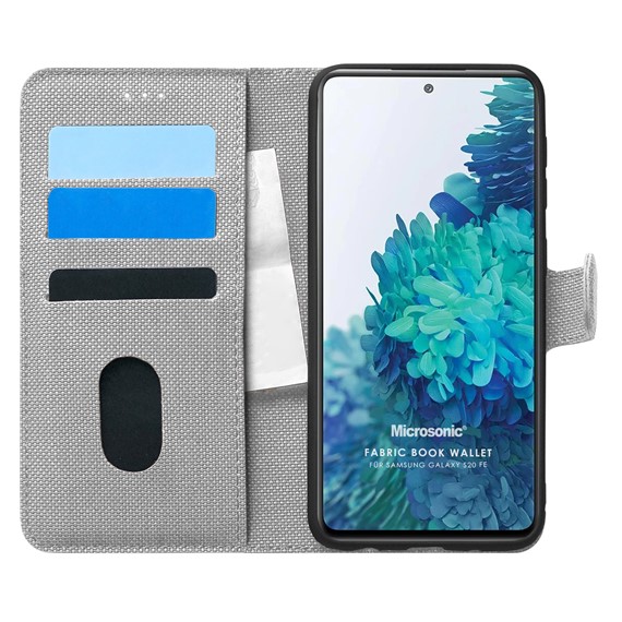 Microsonic Samsung Galaxy S20 FE Kılıf Fabric Book Wallet Gri 1