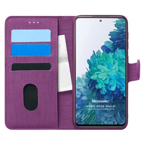 Microsonic Samsung Galaxy S20 FE Kılıf Fabric Book Wallet Mor 1