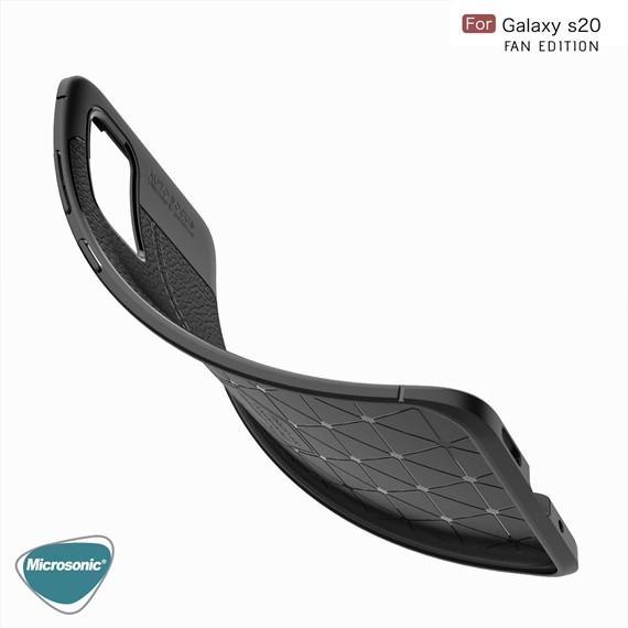 Microsonic Samsung Galaxy S20 FE Kılıf Deri Dokulu Silikon Lacivert 4