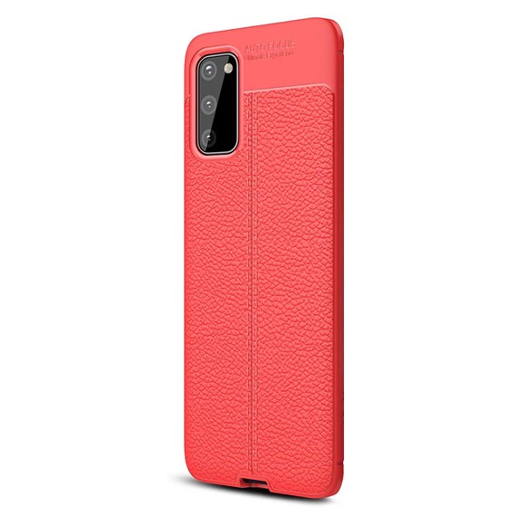 Microsonic Samsung Galaxy S20 FE Kılıf Deri Dokulu Silikon Kırmızı 2